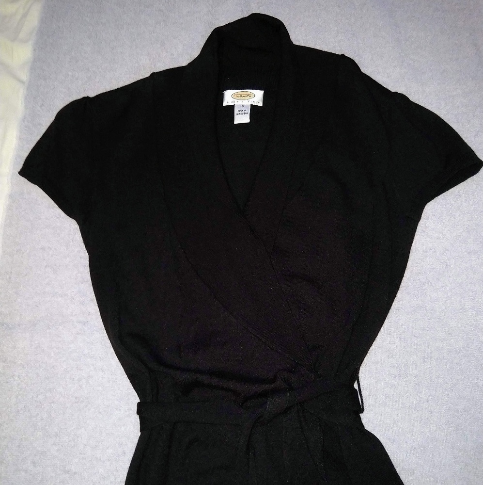 Talbots Crosspanel Black Knit Top S